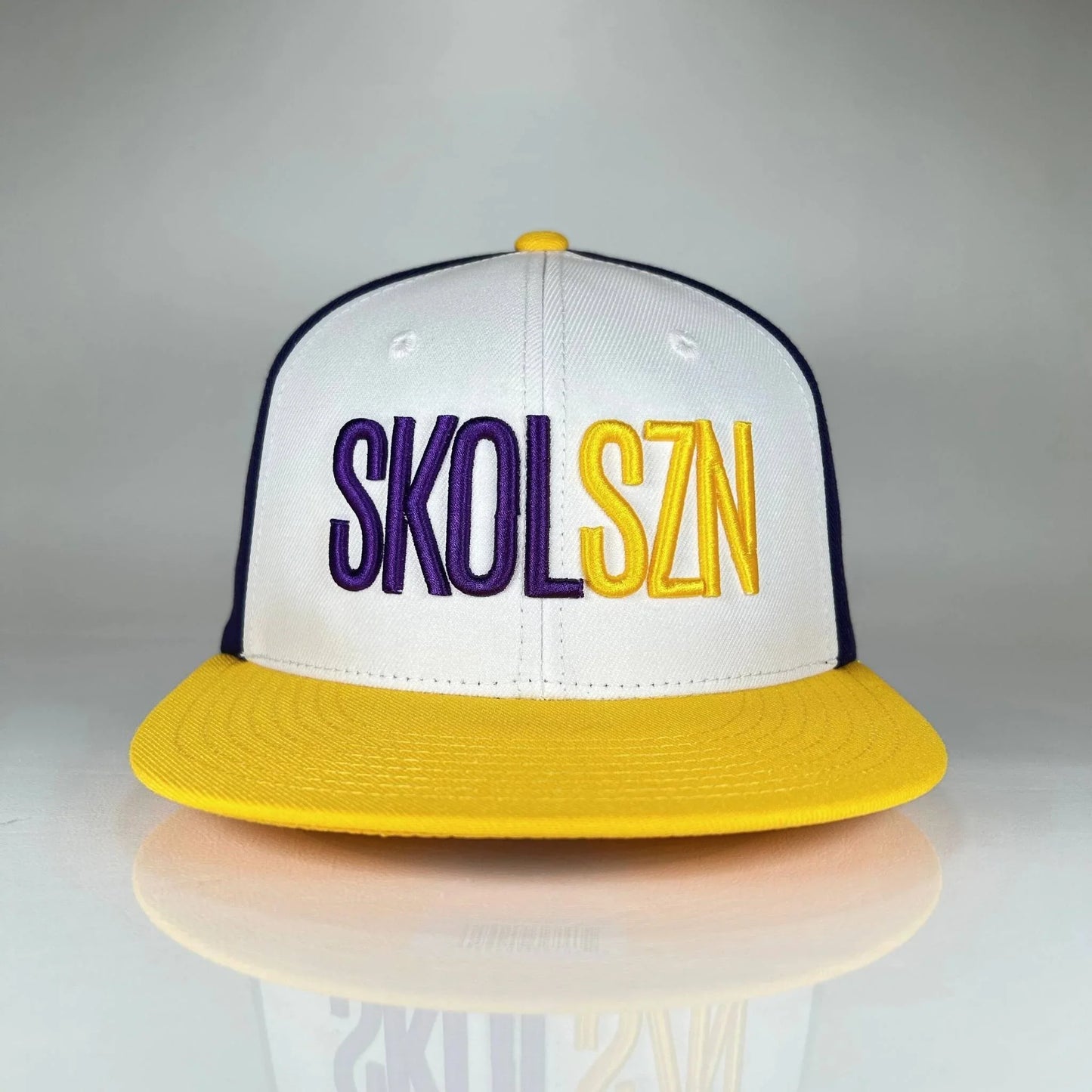 SKOLSZN Flat Bill Snapback – Minnesota Football Inspired (Purple/White/Yellow)